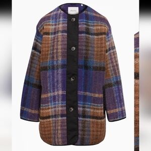 Aritzia Wilfred Free River Oversized Jacket Plaid Insulated fleece Large